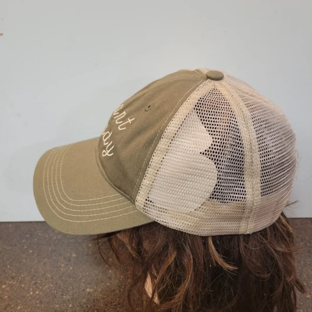 Plant Lady Script Hat Olive & Beige Strap Back Adjustable Baseball Cap